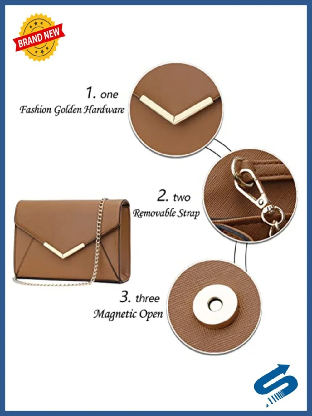 Faux Leather Evening Clutch with Detachable Chain Strap for Party Wedding Prom